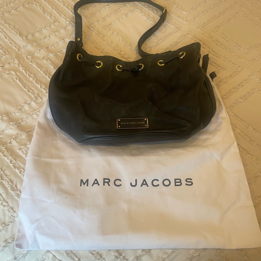 Marc Jacobs Black Quilted Shoulder Bag with Gold Hardware